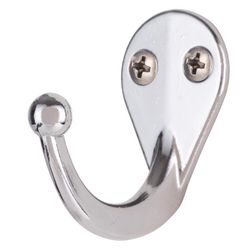 Ace 1-3/4 in. L Chrome Silver Metal Medium Single Garment Hook 2 pk
