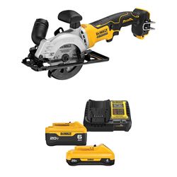 DEWALT ATOMIC 20V MAX* 4-1/2 in. Circular Saw with 20V MAX* 4 Ah and 6 Ah Battery & Charger Kit