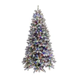 Holiday Bright Lights 1-2 Tree 7 ft. Full LED 450 ct Flock King Pine Color Changing Christmas Tree