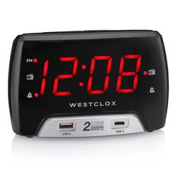 Westclox 1.4 in. Black USB Clock Radio Digital Plug-In