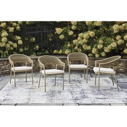 Signature Design by Ashley Ocean Park Brown Aluminum Frame Contemporary Armchair Beige