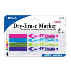 Bazic Products Low Odor Bright Color Dry Erase Markers 4 pk