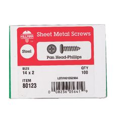 HILLMAN No. 14 Ga. X 2 in. L Phillips Pan Head Sheet Metal Screws 100 pk