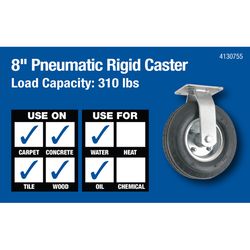 Titan 8 in. D No Rubber Pneumatic Caster 310 lb 1 pk