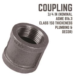 STZ Industries 3/4 in. FIP each X 3/4 in. D FIP Black Malleable Iron Coupling