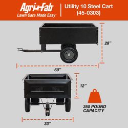 Agri-Fab Steel Tow Behind Utility Cart 10 cu ft