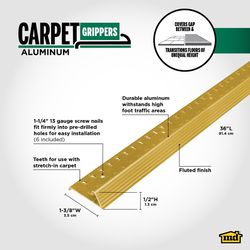 M-D Building Products 0.5 in. H X 1.375 in. W X 36 in. L Satin Brass Aluminum Carpet Gripper