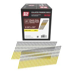 Grip-Rite 3-1/4 in. L X 10-1/4 Ga. Angled Strip Bright Framing Nails 21 deg 2000 pk