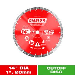 Diablo 14 in. D X 1 in. X .126 in. thick Diamond Turbo Rim Masonry Cut-Off Disc