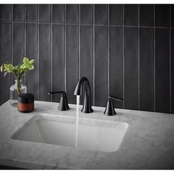 Oakbrook Collection Chloe Matte Black Contemporary Widespread Bathroom Sink Faucet 8 in.