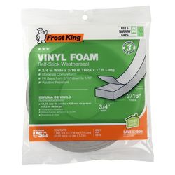 Frost King Gray Vinyl Clad Foam Weather Seal For Doors and Windows 17 ft. L X 0.19 in.