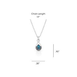 Montana Silversmiths Women's Touch of Teardrop Silver/Turquoise Necklace Water Resistant