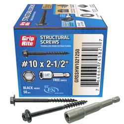 Grip-Rite No. 10 wire X 2-1/2 in. L Star Hex Washer Head Coarse Structural Screws
