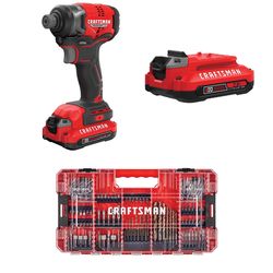 CRAFTSMAN V20 BRUSHLESS RP Impact Driver Kit with 140 Pc Bit Set with V20 2.0 Ah Battery