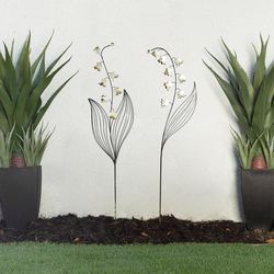 Alpine Multicolored Metal 58 in. H X 12 in. L X 1 in. W Flower Outdoor Garden Stake