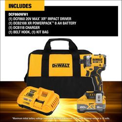 DEWALT 20V MAX XR 1/4 in. Cordless Brushless 3-Speed Impact Driver Kit (Battery & Charger)