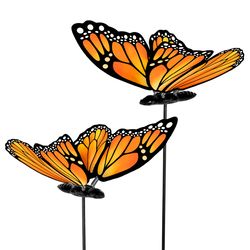 Exhart WindyWings Black/Orange Plastic 16 in. H X 6 in. L X 4.5 in. W Monarch Butterfly Planter Stak