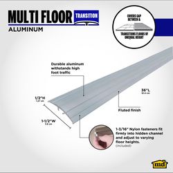 M-D Building Products 0.5 in. H X 1.5 in. W X 36 in. L Satin Silver Aluminum Floor Transition