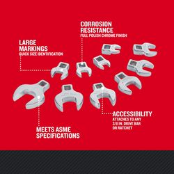 CRAFTSMAN Metric Open End Crowfoot Wrench Set 10 pc