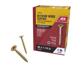 Ace No. 6 X 1-1/4 in. L Phillips Yellow Zinc Coarse Wood Screws 238 pk