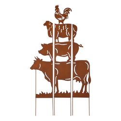 Glitzhome Brown Metal 51.25 in. H X 27.75 in. L X 0.25 in. W Farmhouse Animals Silhouette Yard Stake