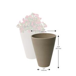 Algreen 14 in. H X 11 in. D Plastic Taper Ribbed Planter Taupe