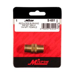 Milton Brass Hex Reducer Bushing 3/8 in. MPT X 1/4 in. FPT 2 pc