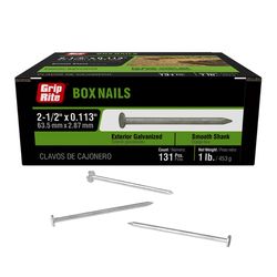 Grip-Rite 8D 2-1/2 in. Box Hot-Dipped Galvanized Steel Nail Flat Head 1 lb