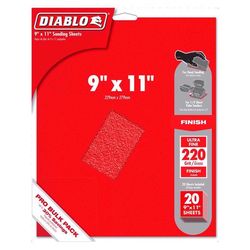 Diablo 9 in. L X 11 in. W 220 Grit Aluminum Oxide Sanding Sheet 20 pk