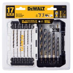 DeWalt Black & Gold Assorted High Speed Steel Impact Ready Drill Bit Set Hex Shank 17 pc