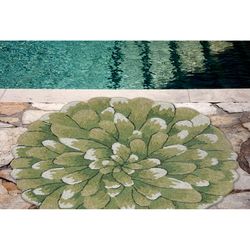 Liora Manne Frontporch 5 ft. W X 5 ft. L Green Novelty Polyester Area Rug