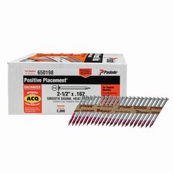 Paslode Positive Placement 2-1/2 in. L Straight Strip Galvanized Metal Connector Nails 2,000 pk