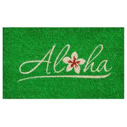 Home & More 1.42 ft. W X 2.42 ft. L Green Aloha Coir Door Mat