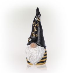 Alpine Polyresin Black/Yellow 12 in. Gnome Statue