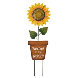 Glitzhome Multicolored Metal 36 in. H X 12 in. L X 1 in. W Sunflower Yard Stake