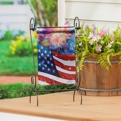 Evergreen American Firework Garden Flag 18 in. H X 12.5 in. W X 0.02 in. L