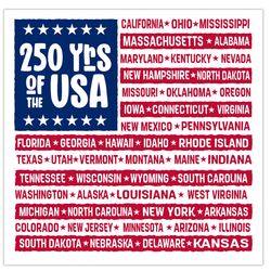 Fan Creations America 250 State Names Sticker Vinyl 1 pk