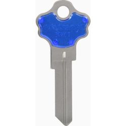 HILLMAN ColorPlus Traditional Key House/Office Key Blank Single Blue/Silver