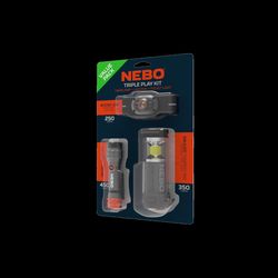 NEBO Gray LED Rechargeable Flashlight/Headlight Combo Pack