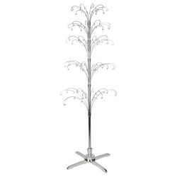 72 in. H X 25 in. W X 25 in. D Silver Metal Fiddlehead Rotating Windchime Display