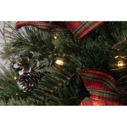 Celebrations 2 ft. Full LED 35 ct Twig Pine Bow Color Changing Porch Bush