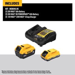 DeWalt 20V MAX DCB245-2C Lithium-Ion Battery and Charger 3 pc