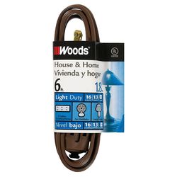 Woods Indoor 6 ft. L Brown Triple Outlet Cord 16/2 SPT-2