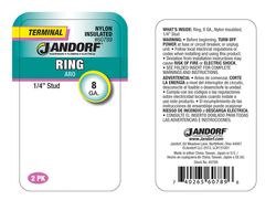 Jandorf 8 Ga. Insulated Wire Ring Terminal Red 2 pk