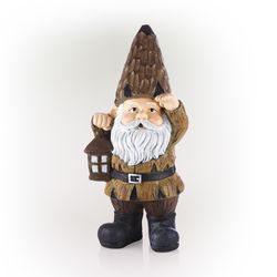 Alpine Polyresin Brown 16 in. Garden Gnome Statue