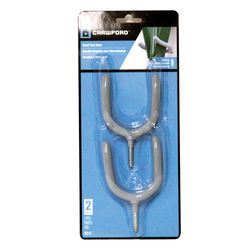 Crawford 4 in. L Vinyl Coated Gray Steel Medium Tool Hook Hook 15 lb. cap. 2 pk