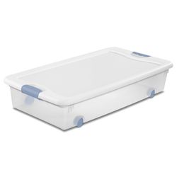 Sterilite 56 qt Clear/White Latch Storage Box 7 in. H X 33-7/8 in. W X 18-3/4 in. D Stackable