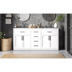 Home Living Double White Vanity and Top 72 in. W X 22 in. D X 35 in. H
