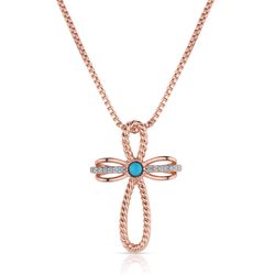 Montana Silversmiths Women's His Grace Rose Gold and TQ Cross Necklace