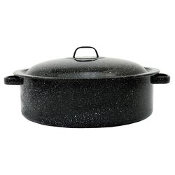 Granite Ware Porcelain Enamel Covered Casserole 5 qt Black/White